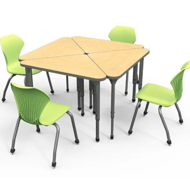 Classroom Set - 8 Apex Stack Chairs (18''H - 5th-Adult) & 8 Triangle Dry Erase Student Apex Desks