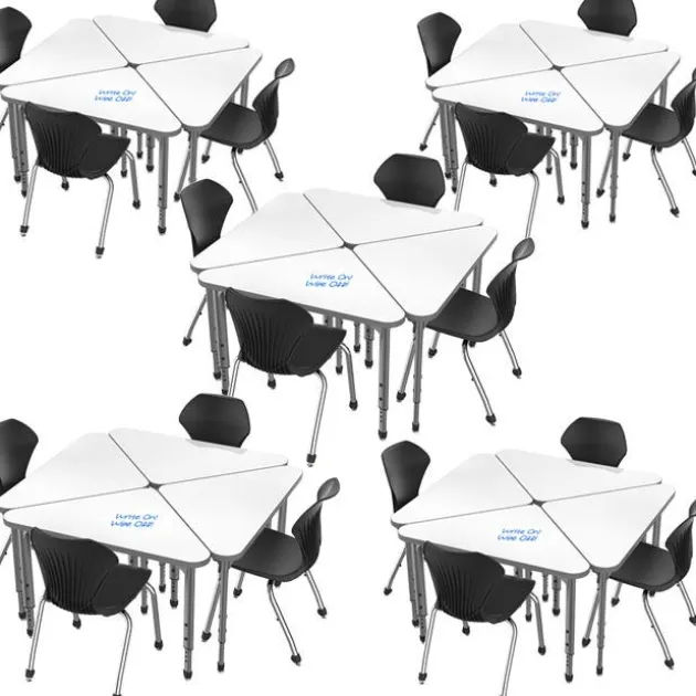 Classroom Set- 20 Apex Stack Chairs (18'' H -5th-Adult) & 20 Triangle Dry Erase Apex Student Desks
