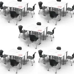 Classroom Set - 20 Apex Stack Chairs (18'' H -5th-Adult) & 20 Dry Erase Contour Student Desks