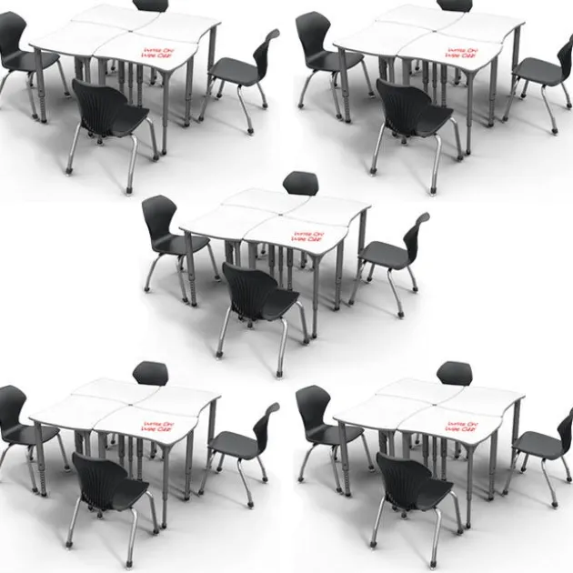 Classroom Set - 20 Apex Stack Chairs (18'' H -5th-Adult) & 20 Dry Erase Contour Student Desks