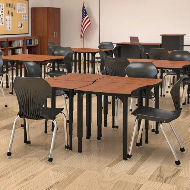 Classroom Set - 20 Apex Stack Chairs (18'' H -5th-Adult) & 20 Dry Erase Contour Student Desks