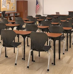 Classroom Set - 20 Apex Stack Chairs (18'' H -5th-Adult) & 20 Dry Erase Contour Student Desks