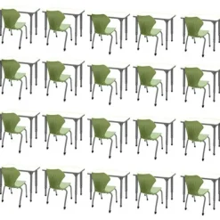 Classroom Set- 20 Apex Stack Chairs (18'' - 5th-Adult) & 20 Dry Erase Desks (30'' x 20'')
