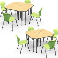 Classroom Set- 8 Apex Triangle Desks & Apex Chairs
