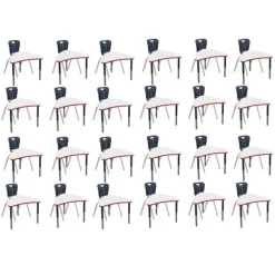 Classroom Set - 24 Apollo Synergy Dry Erase Student Desks and Stack Chairs