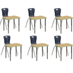 Classroom Set - 6 Bone Synergy Student Desks and Stack Chairs