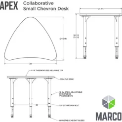 Classroom Set - 6 Chevron Dry Erase Apex Desks & 6 Apex Stack Chairs (18'' 5th-Adult)