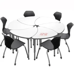 Classroom Set - 6 Chevron Dry Erase Apex Desks & 6 Apex Stack Chairs (18'' 5th-Adult)