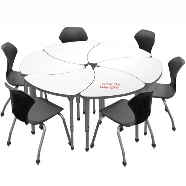 Classroom Set - 6 Chevron Dry Erase Apex Desks & 6 Apex Stack Chairs (18'' 5th-Adult)