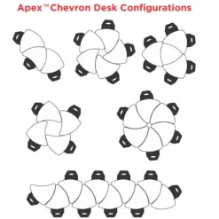 Classroom Set - 6 Chevron Dry Erase Apex Desks & 6 Apex Stack Chairs (18'' 5th-Adult)