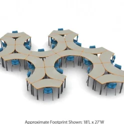 Classroom Set - 60'' Crescent Tables & Flavors Chairs