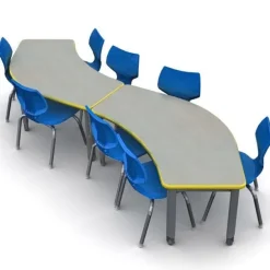 Classroom Set - 72'' Crescent Tables & Flavors Chairs