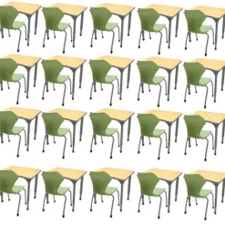 Classroom Set- 20 Curve Student Desks & Apex Chairs