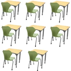 Classroom Set- 8 Curve Student Desks & Apex Chairs
