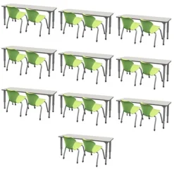 Classroom Set- 10 Double Student Desks & 20 Apex Chairs