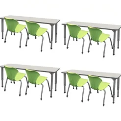 Classroom Set- 4 Double Student Desks & 8 Apex Chairs