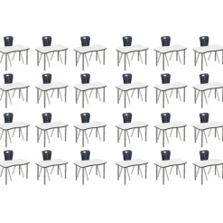 Classroom Set - Dry Erase 24 Ripple Synergy Student Desks and Stack Chairs