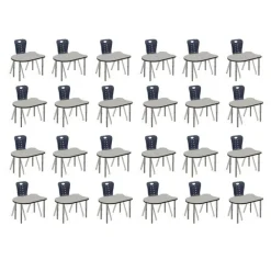 Classroom Set - 24 Fish Synergy Student Desks and Stack Chairs