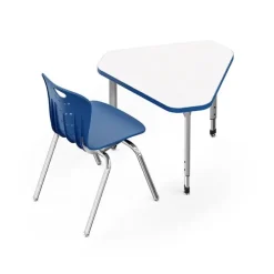 Classroom Set - 6 Jewel Dry Erase Synergy Student Desks and Stack Chairs