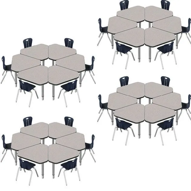 Classroom Set - 24 Jewel Synergy Student Desks and Stack Chairs