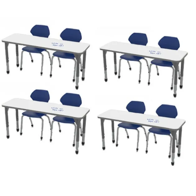 Classroom Set - Premier Double Rectangle Dry Erase Desks & Apex Chairs Package