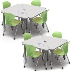 Classroom Set - 8 Premier Dry Erase Triangle Desks & Apex Chairs (18