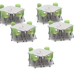 Classroom Set - 20 Premier Dry Erase Triangle Desks & 20 Apex Chairs (18