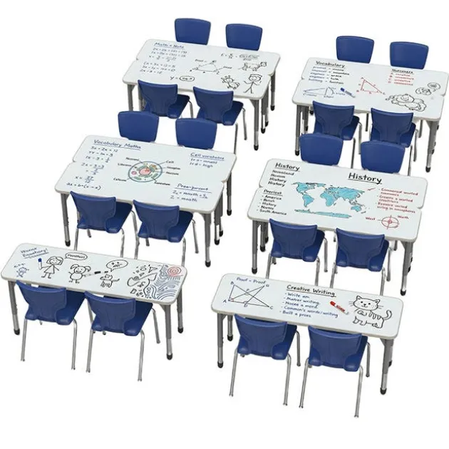 Classroom Set - Premier Rectangle Dry Erase Desks (20" x 60") & Premier Chairs Package