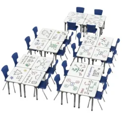 Classroom Set - Premier Rectangle Dry Erase Desks & Premier Chairs Package