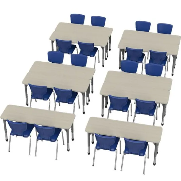 Classroom Set - Premier Rectangle Desks (20" x 60") & Premier Chairs Package