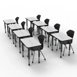 Classroom Set - Premier Single Rectangle Dry Erase Desks & Apex Chairs Package
