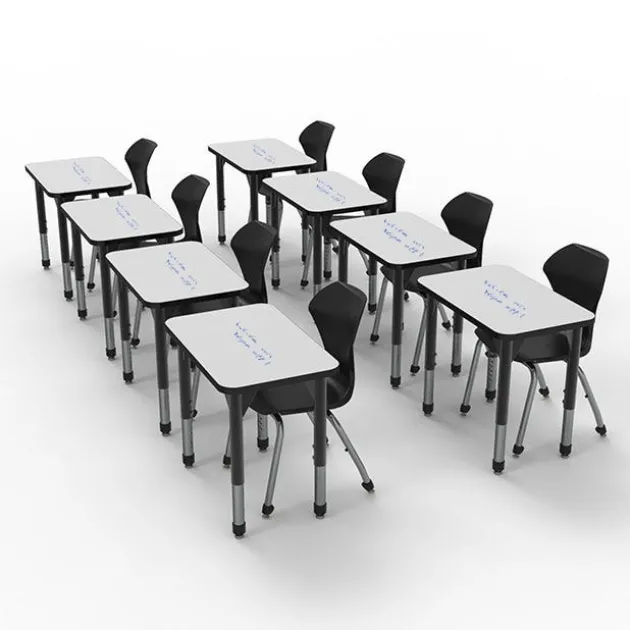 Classroom Set - Premier Single Rectangle Dry Erase Desks & Apex Chairs Package
