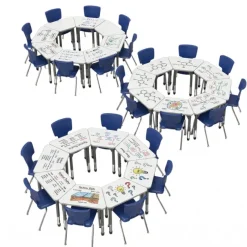 Classroom Set - Premier Trapezoid Dry Erase Desks & Premier Chairs Package