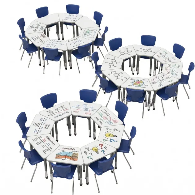Classroom Set - Premier Trapezoid Dry Erase Desks & Premier Chairs Package
