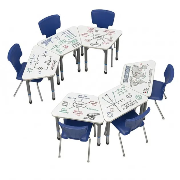 Classroom Set - Premier Trapezoid Dry Erase Desks & Premier Chairs Package
