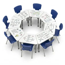 Classroom Set - Premier Trapezoid Dry Erase Desks & Premier Chairs Package