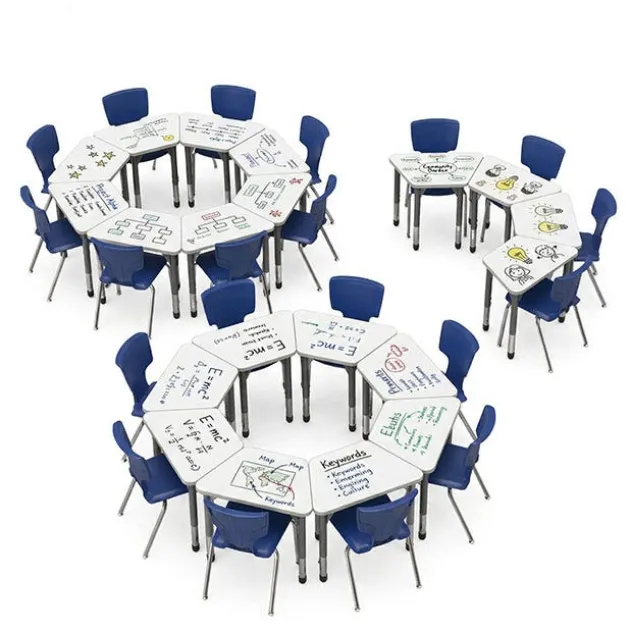 Classroom Set - Premier Trapezoid Dry Erase Desks & Premier Chairs Package