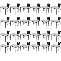 Classroom Set - 24 Rectangle Synergy Student Desks and Stack Chairs