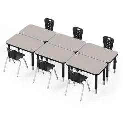 Classroom Set - 24 Rectangle Synergy Student Desks and Stack Chairs