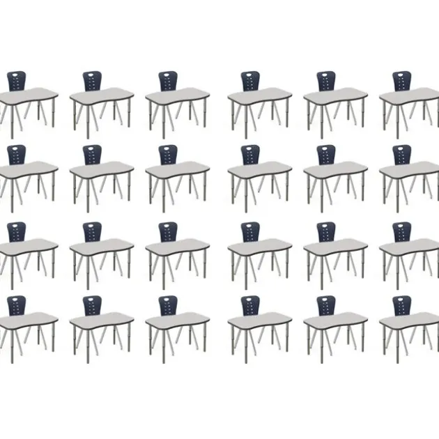 Classroom Set - 24 Ripple Synergy Student Desks and Stack Chairs
