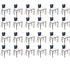 Classroom Set - 24 Ryan Synergy Dry Erase Student Desks and Stack Chairs