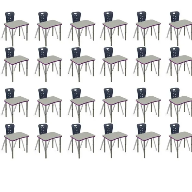 Classroom Set - 24 Ryan Synergy Student Desks and Stack Chairs
