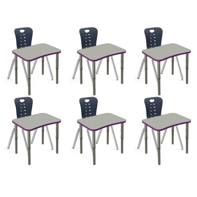 Classroom Set - 6 Ryan Synergy Student Desks and Stack Chairs
