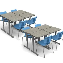 Classroom Set - 8 Silhouette Single Desks & 8 Flavors Chairs