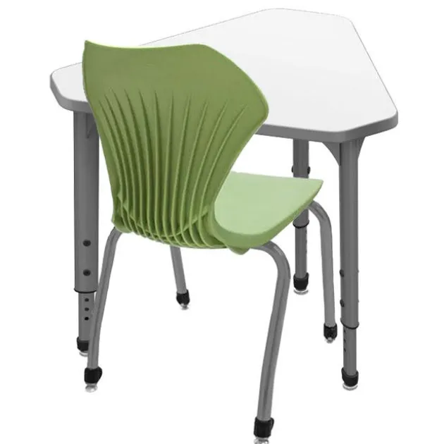 Classroom Set- 24 Single Student Gem Dry Erase Apex Desks & 24 Apex Stack Chairs (18'' H 5th-Adult)