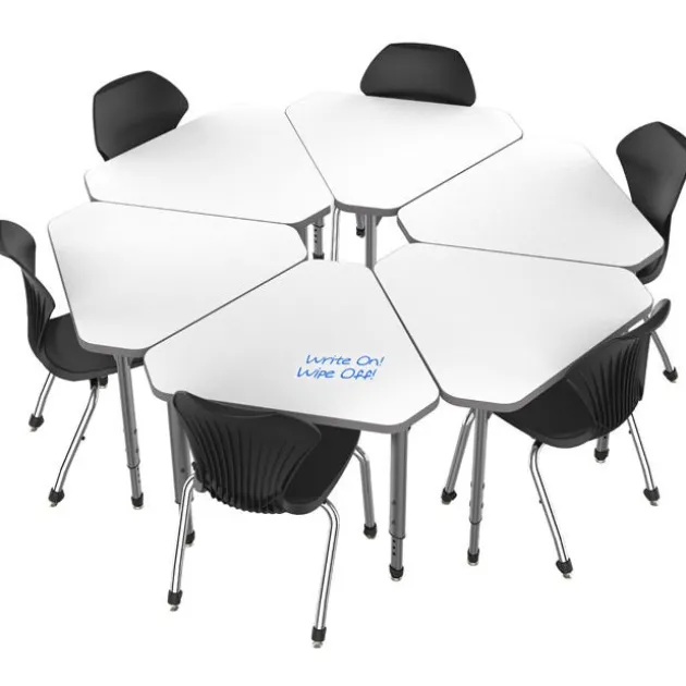 Classroom Set- 24 Single Student Gem Dry Erase Apex Desks & 24 Apex Stack Chairs (18'' H 5th-Adult)