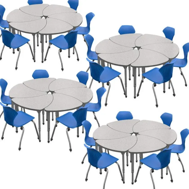 Classroom Set - 24 Single Student Chevron Apex Desks & 24 Apex Stack Chairs (18'' H - 5th-Adult)