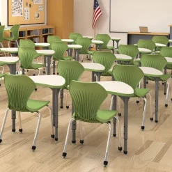 Classroom Set - 24 Single Student Chevron Apex Desks & 24 Apex Stack Chairs (18'' H - 5th-Adult)