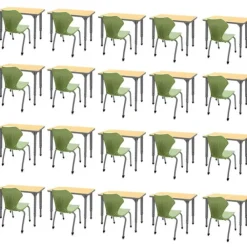 Classroom Set - 20 Single Student Desks & Apex Chairs