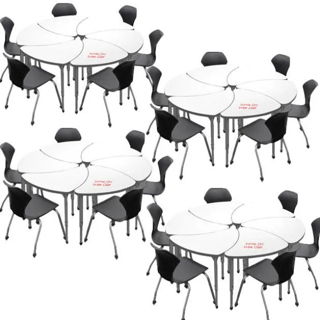 Classroom Set - 24 Student Chevron Dry Erase Apex Desks & 24 Apex Stack Chairs (18'' H -5th-Adult)
